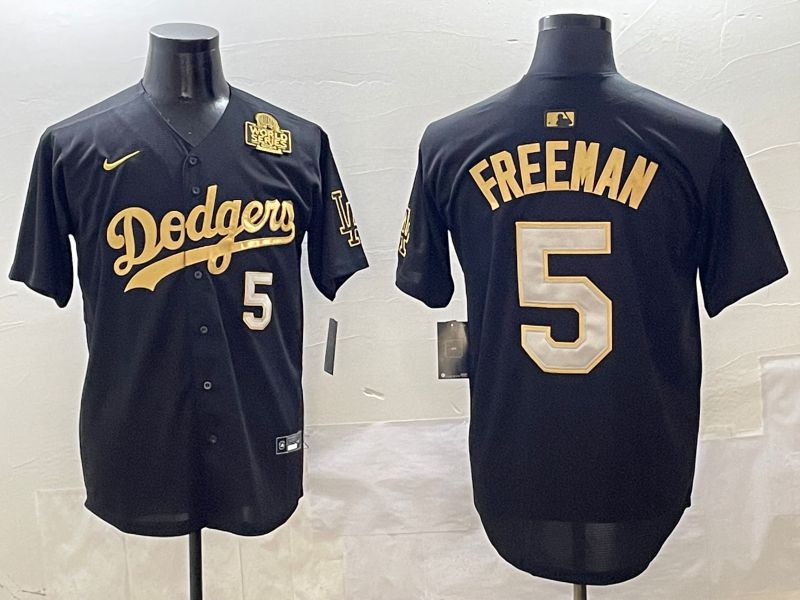 Men Los Angeles Dodgers #5 Freeman Black Gold Nike 2025 MLB Jersey style 4257->los angeles dodgers->MLB Jersey